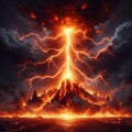 632 45. Lightning bolt hitting the ground in a fiery d
